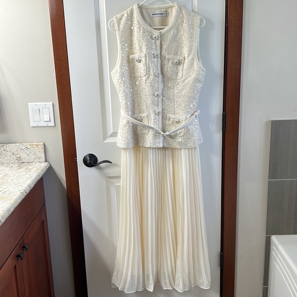 Self-Portrait White Midi A-Line Skirt - Picture 9 of 16